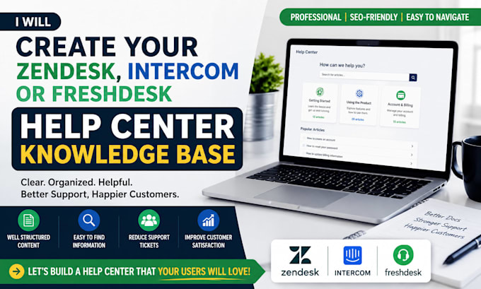 create your zendesk, intercom or freshdesk help center knowledge base
