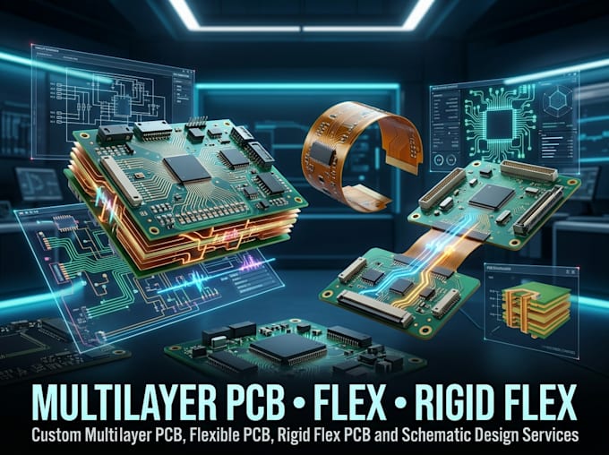design custom multilayer pcb, flexible pcb, rigid flex pcb and schematic design