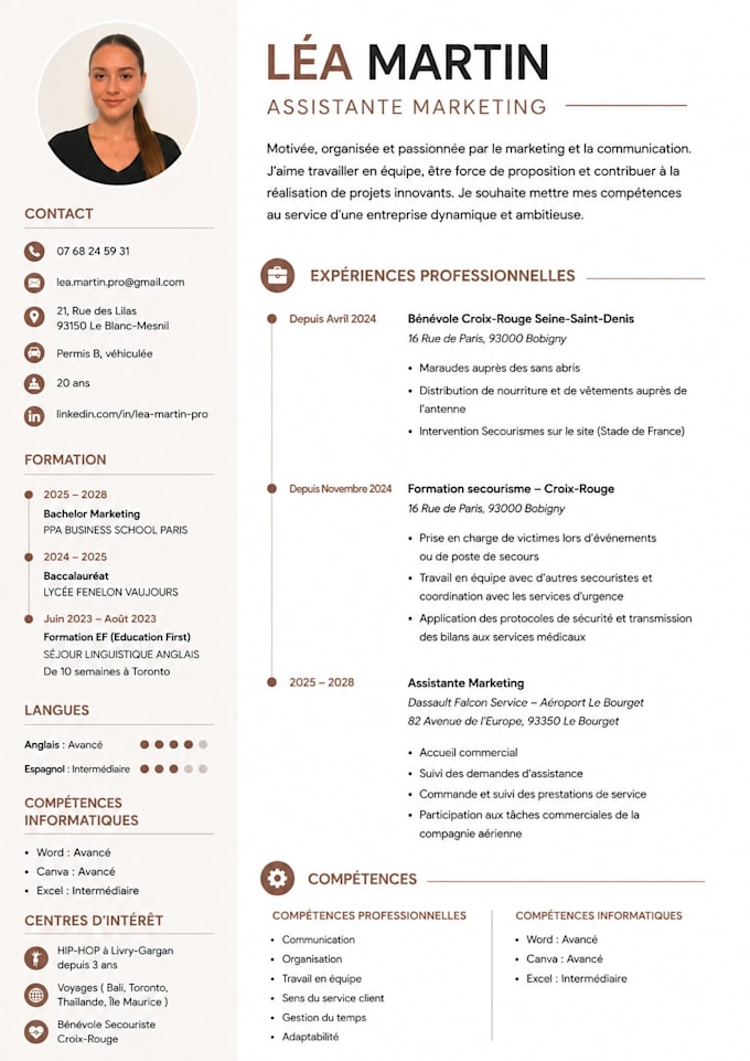create a professional CV and resume