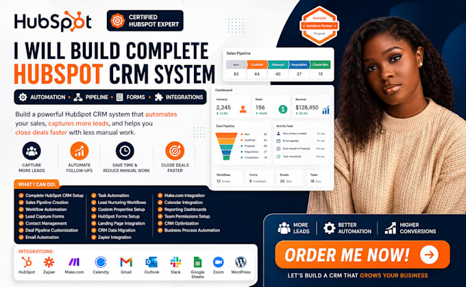 build complete hubspot CRM system with automation pipeline forms and integration