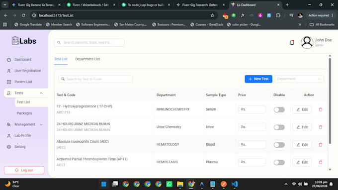 do ai API integration and custom dashboard in react js