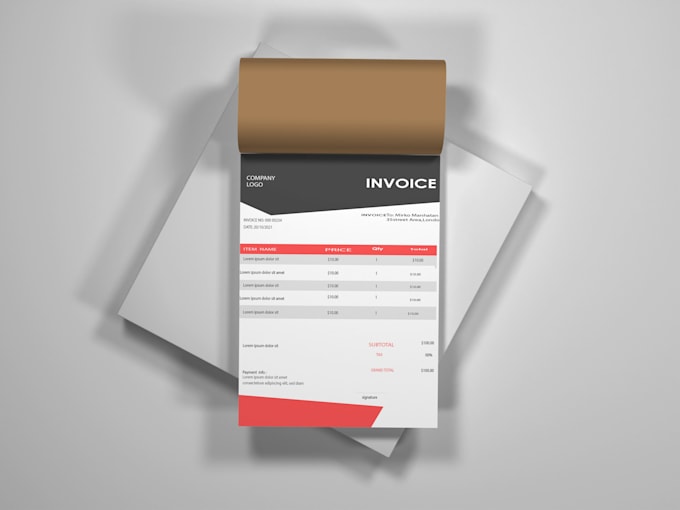 design a professional invoice, receipt and billing template