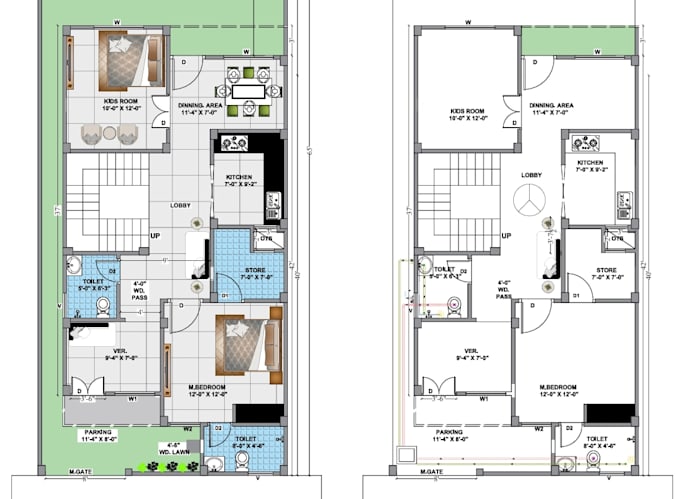 do autocad 2d floor plan, 3d floor plan design