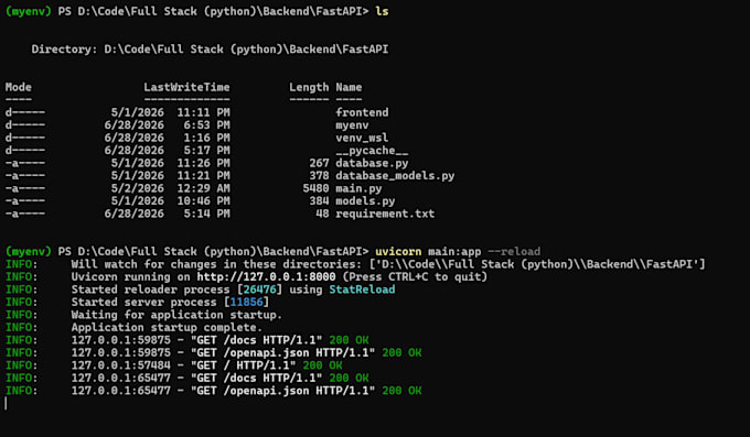 build a fastapi backend with postgresql