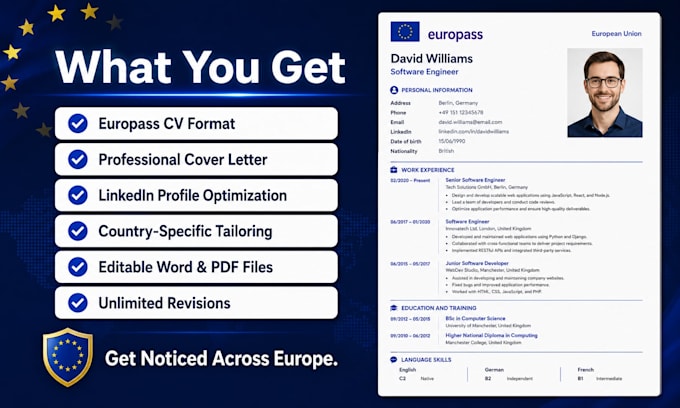 write a professional europass CV and ats optimized resume