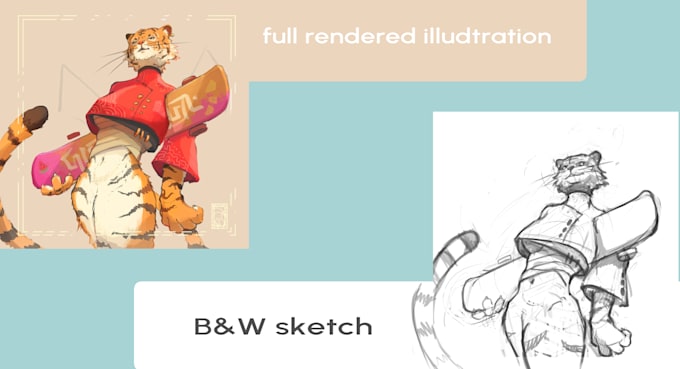 draw furry halfbody illustrations
