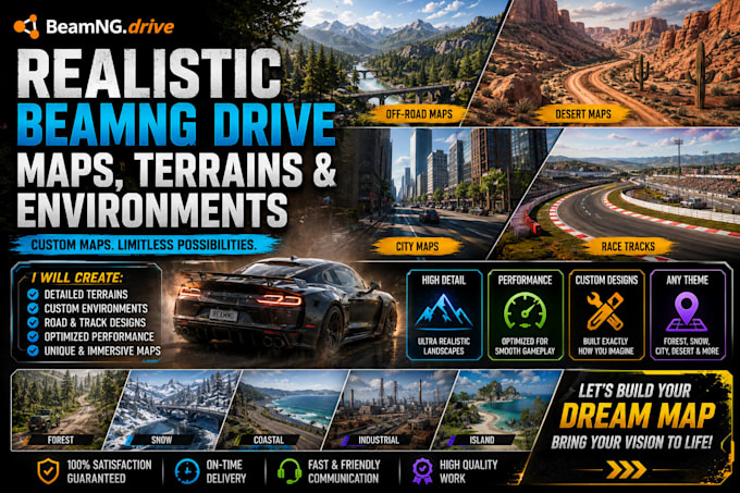 create realistic beamng drive maps, terrains and environments
