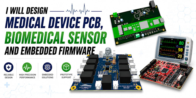 design medical device pcb, biomedical sensor and embedded firmware
