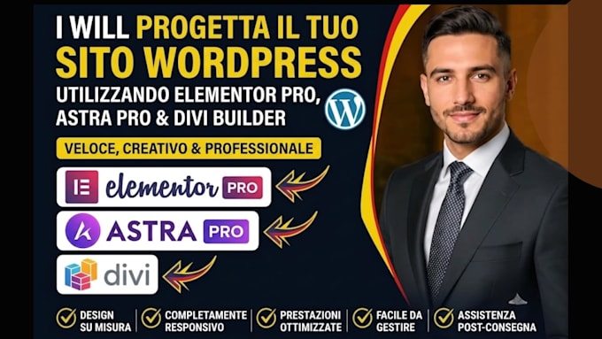progetta il tuo sito wordpress utilizzando elementor pro, astra pro e divi build
