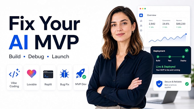 fix your vibe coded mvp, lovable, replit, bolt or base44 app