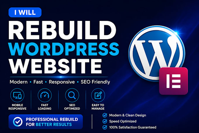 rebuild redesign, wordpress website with elementor pro, for bussness growth