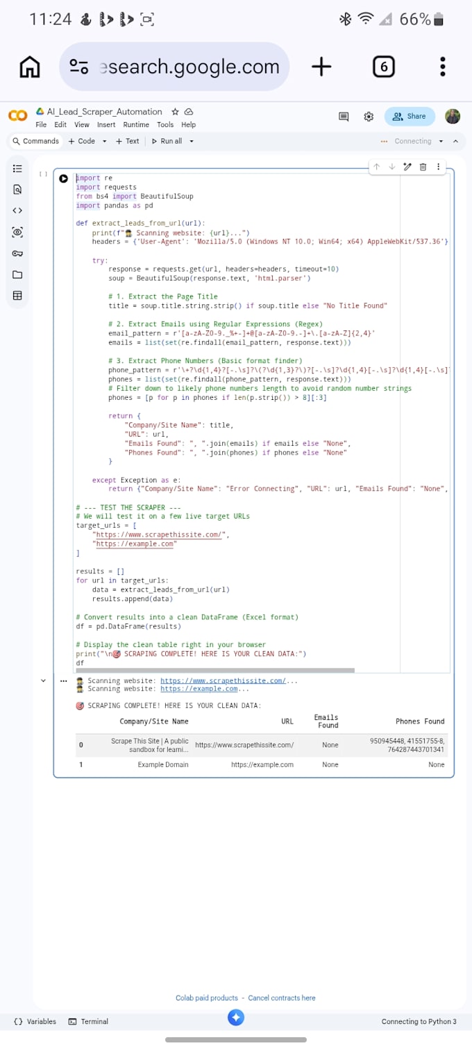 build custom python scripts for web scraping and data automation