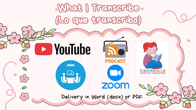 realizaré transcripciones de audios y videos en español