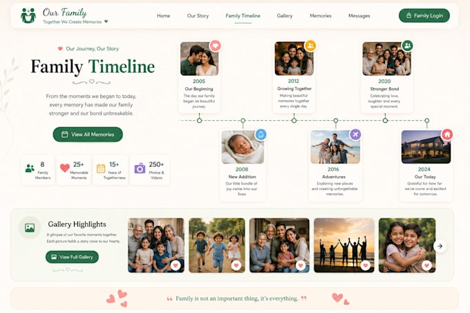 create a personalized interactive family memory website