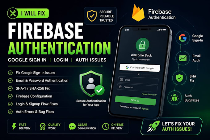 fix firebase authentication, google sign in and auth issues