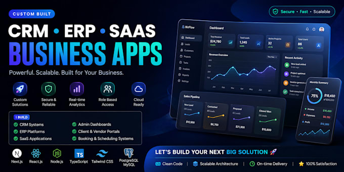 build a custom CRM, erp, saas, or business web application