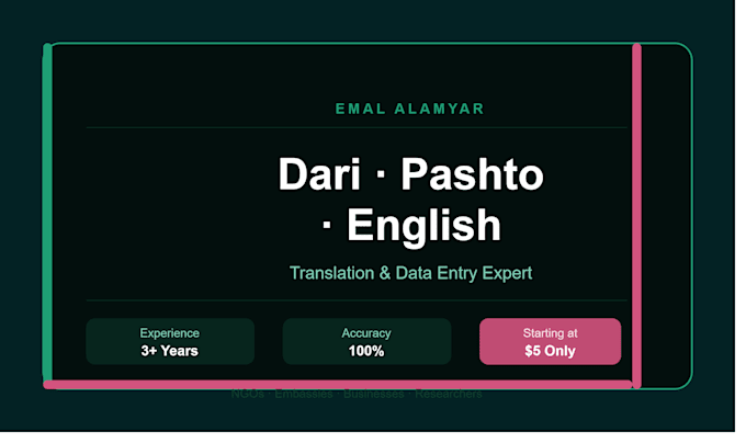 translate dari, pashto, and english and data entry