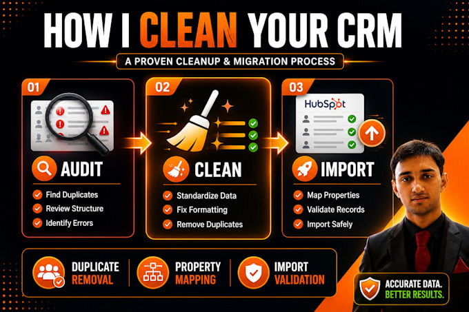 clean and migrate data into hubspot CRM