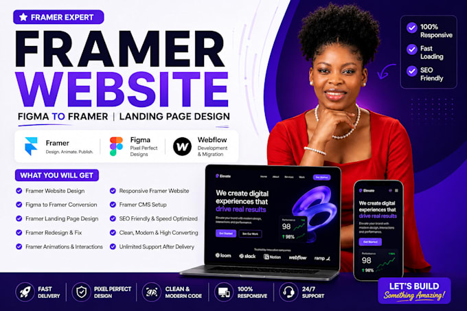 design or develop modern framer or webflow website or do figma to framer webflow