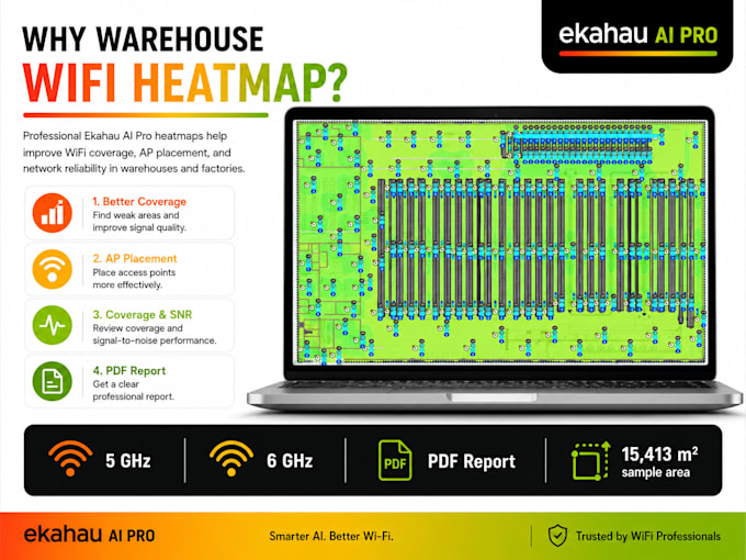 design warehouse and factory wifi heatmap using ekahau