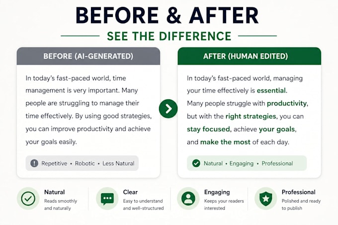 edit ai generated content into natural human writing