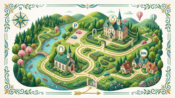 create elegant wedding map, invitation map and venue direction map