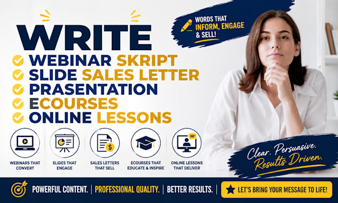 write webinar skript slide sales letter prasentation ecourses online lessons