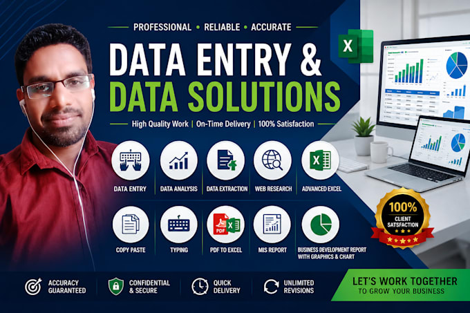 do professional data entry, advanced excel, data analytics, PDF convert, typing