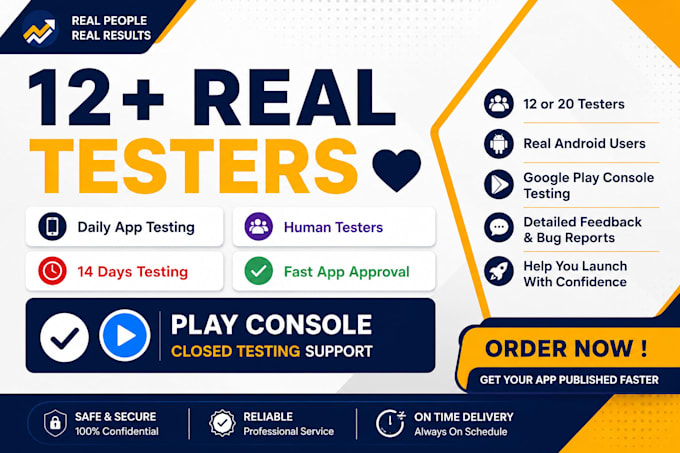 provide 12 testers for google play closed testing for 14 days 12 app tester