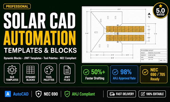 create solar cad templates with dynamic title blocks