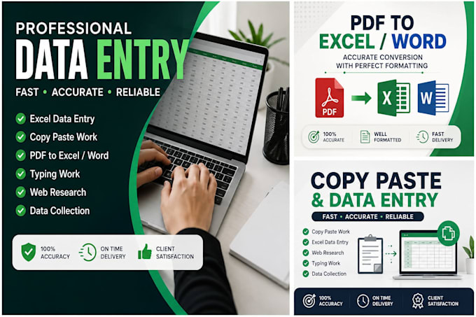 do accurate data entry, excel data entry, PDF to word, copy paste and typing
