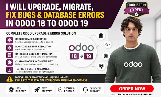 upgrade migrate fix bugs database errors in odoo 18 to odoo 19