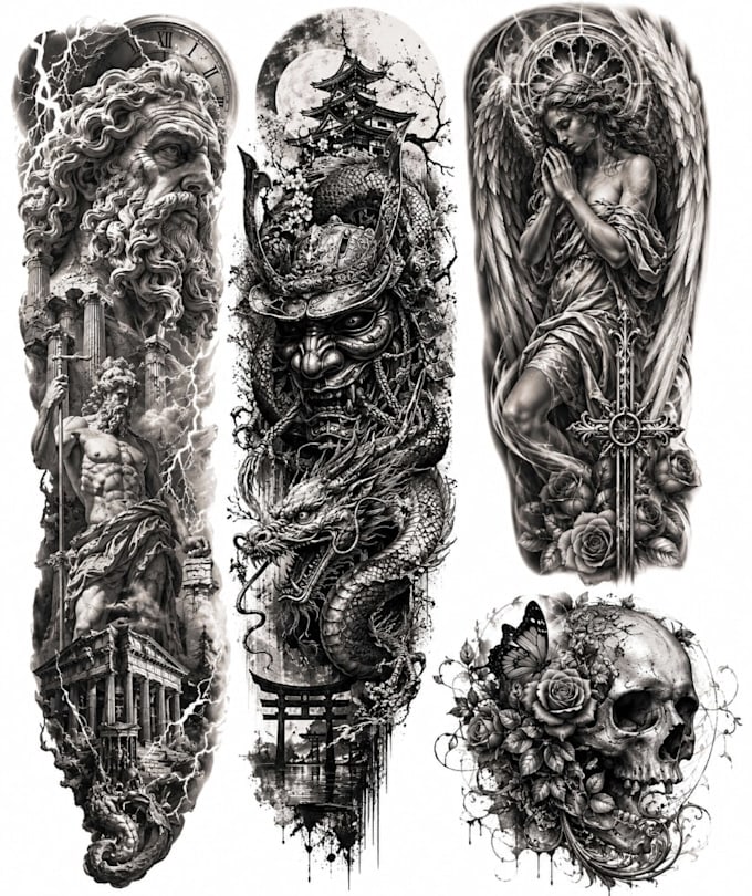 create a high detailed tattoo stencil with your own ideas