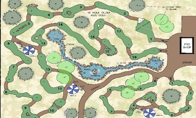 design professional, print, web ready golf course map in vector format