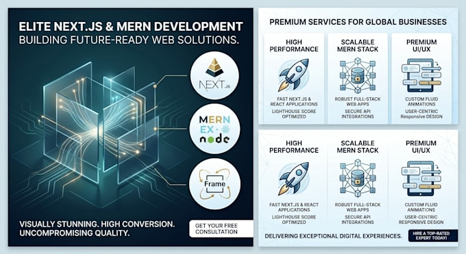 a high performance mern stack or next js website with premium animations