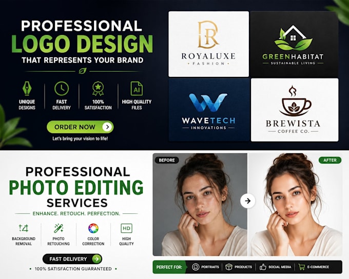design a professional logo and edit photos professionally