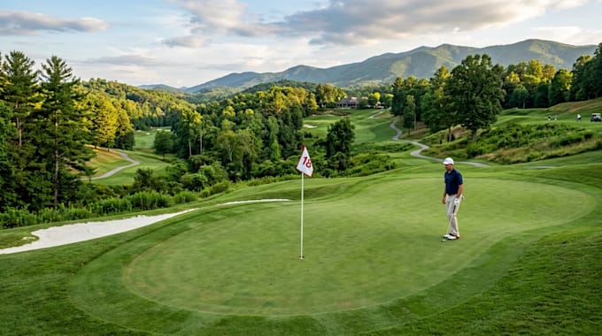design realistic golf putting green with landscape rendering