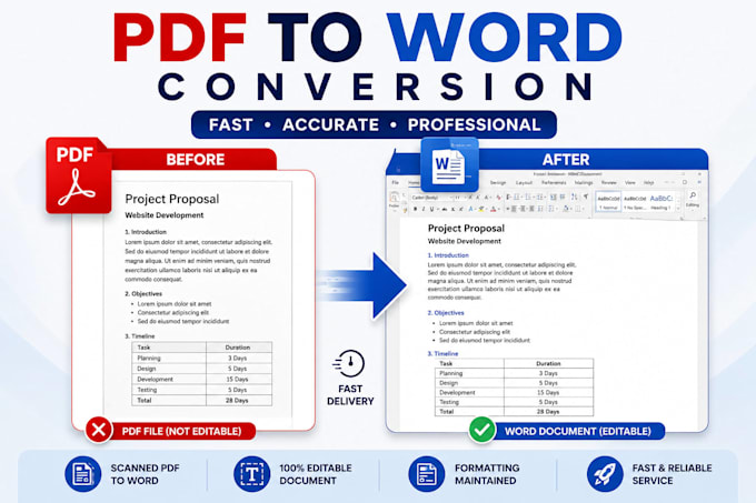 professional PDF to word conversion service