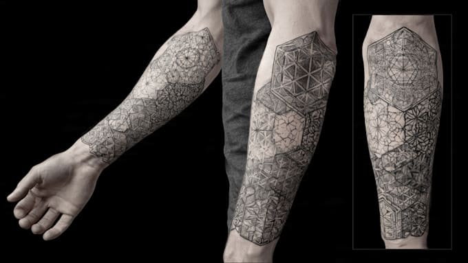 create sleeve tattoo design in geometric style