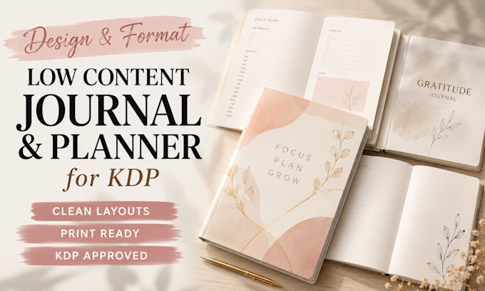 design and format your  low content journal or planner for KDP