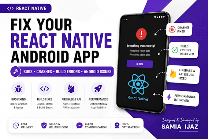 fix react native bugs, crashes, build errors and android issues