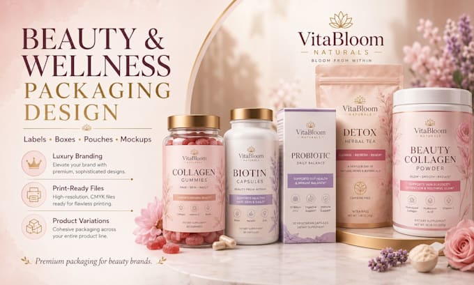 design premium supplement packaging and label design
