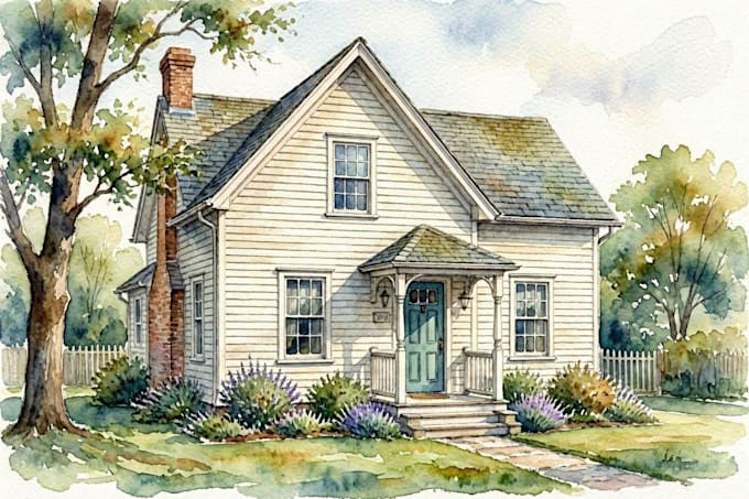 paint watercolor house portrait