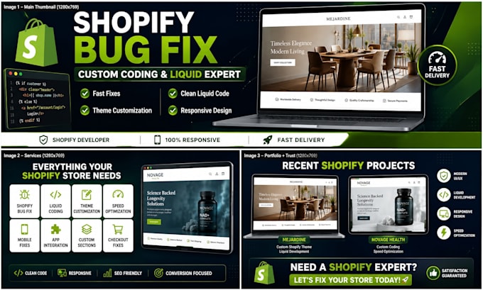 do shopify custom coding, bug fix, and liquid customization