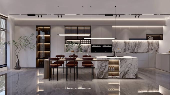 design kitchen remodel with custom cabinets, 3d renderings constructions plans