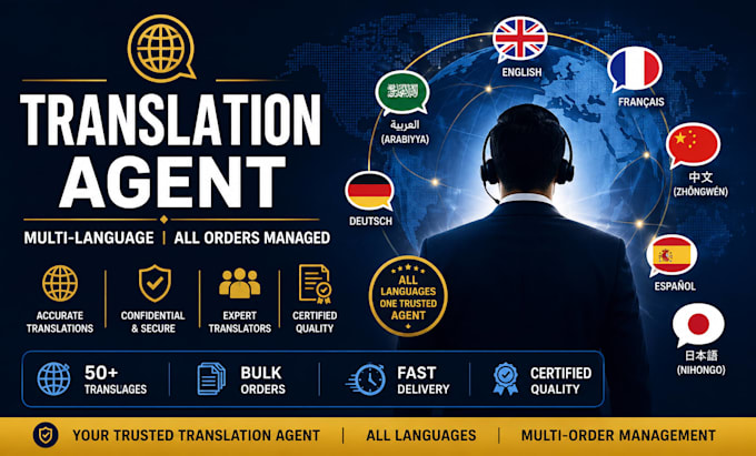 be your translation agent for multi order in all language translation