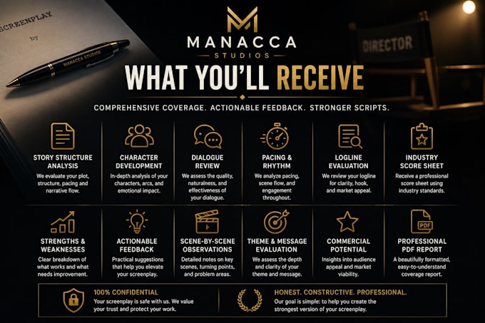 provide professional screenplay coverage with industry standard feedback