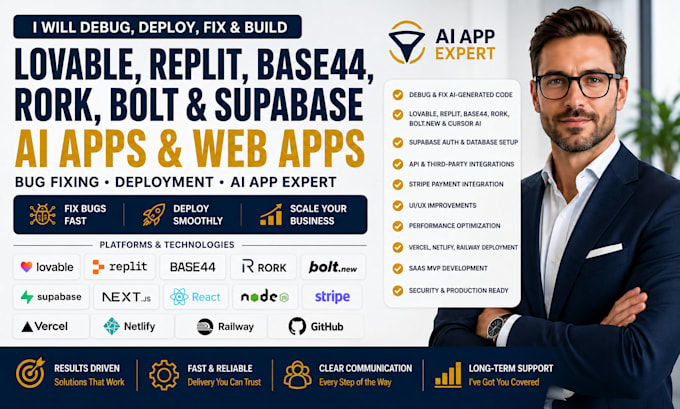 debug deploy fix vibe coding web lovable dev ai app base44 rork replit supabase