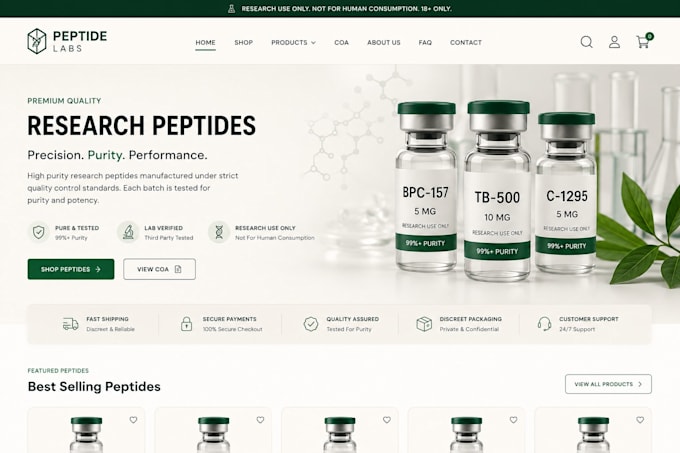 build peptide website fda compliant peptide store peptide shopify store