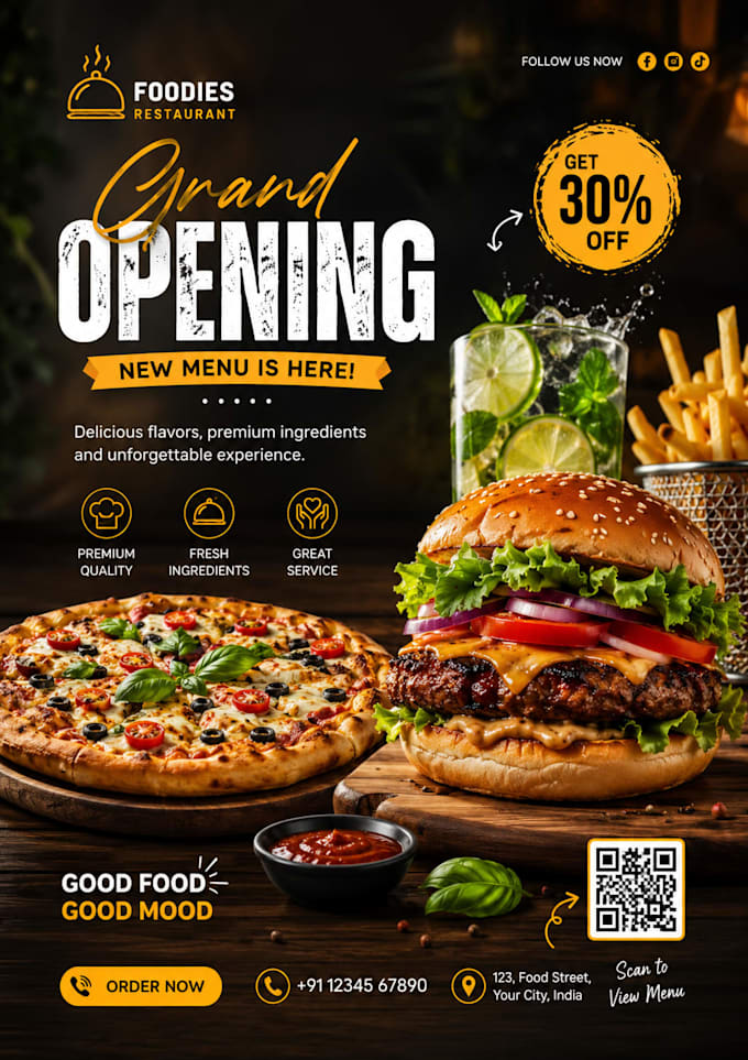 design creative restaurant menus, posters, and digital art